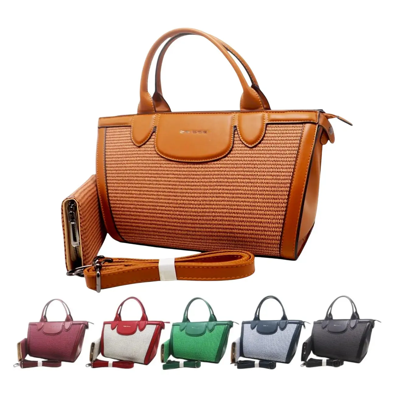 BS Casual Woven Texture Handbag Set with Wallet