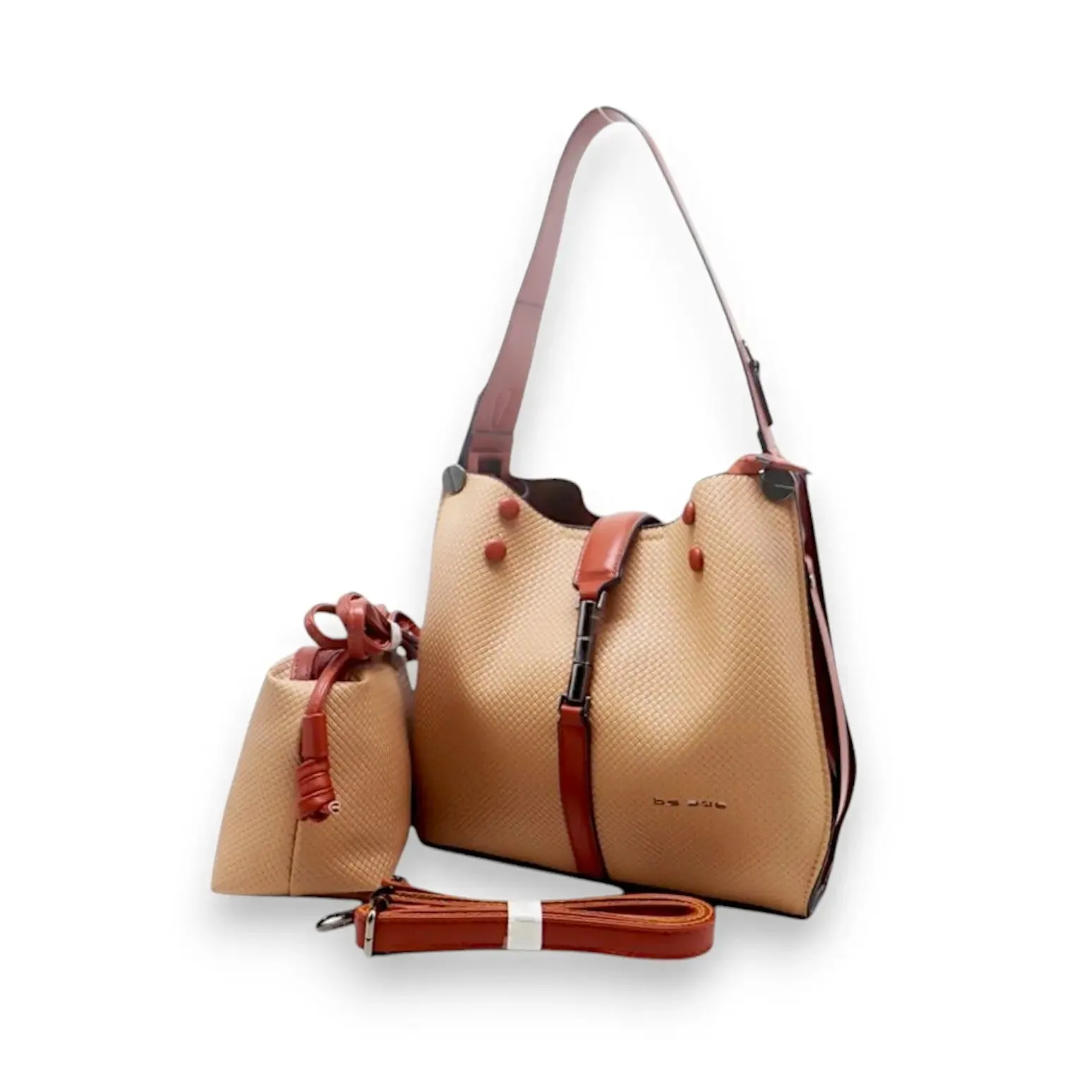 Bs Woven Leather Shoulder Bag with Matching Pouch