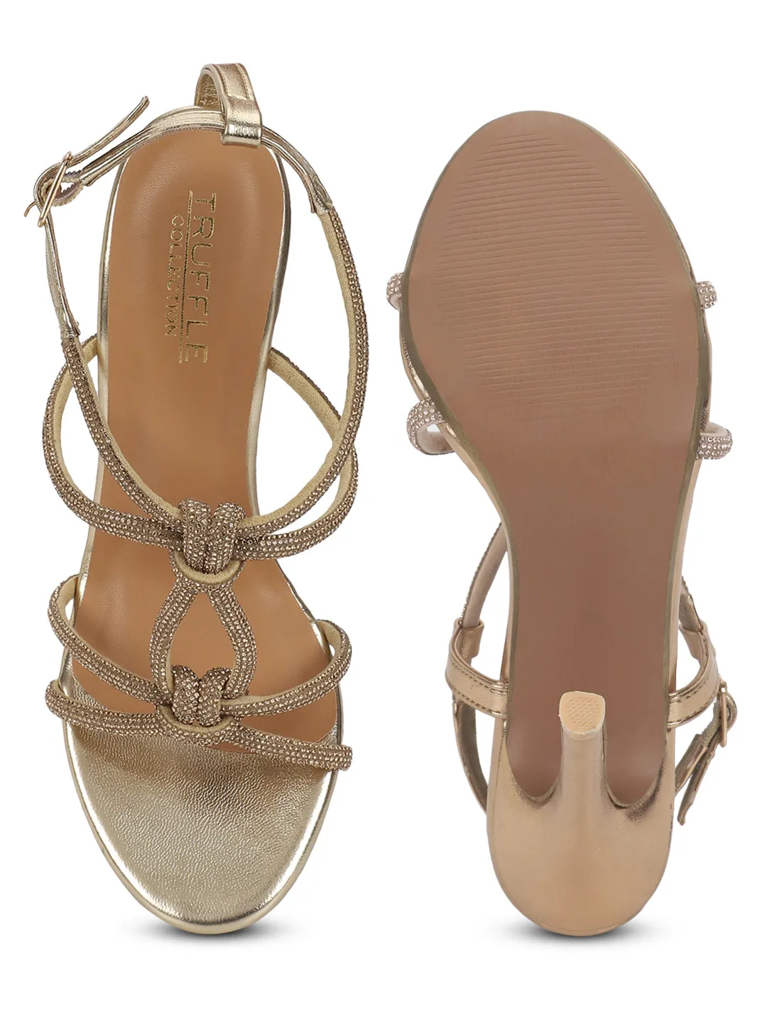 Gold PU Strappy Stiletto Sandals (TC-ST-1332-GLD)