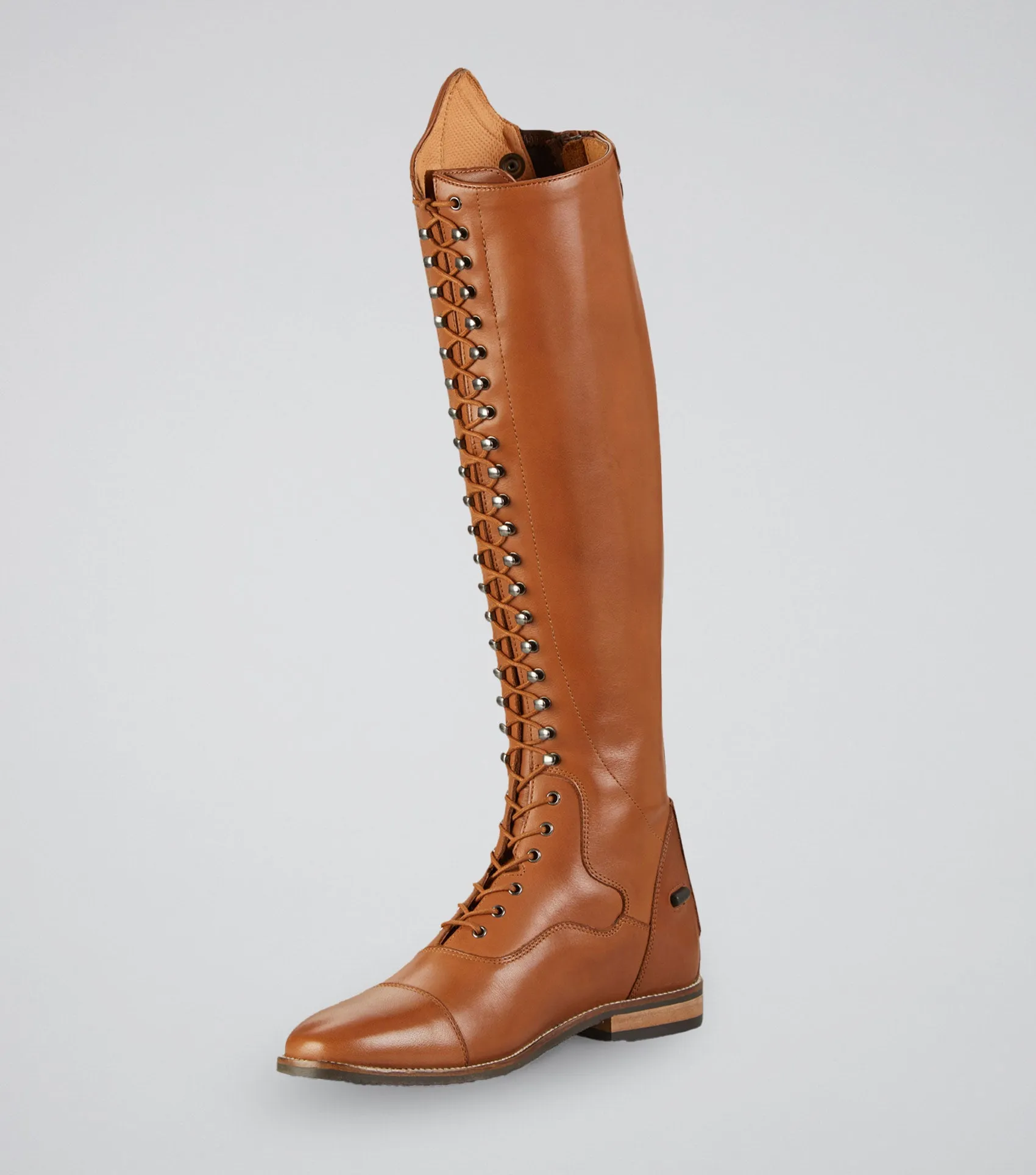 Maurizia Ladies Lace Front Tall Leather Riding Boot Cognac (Regular Calf)