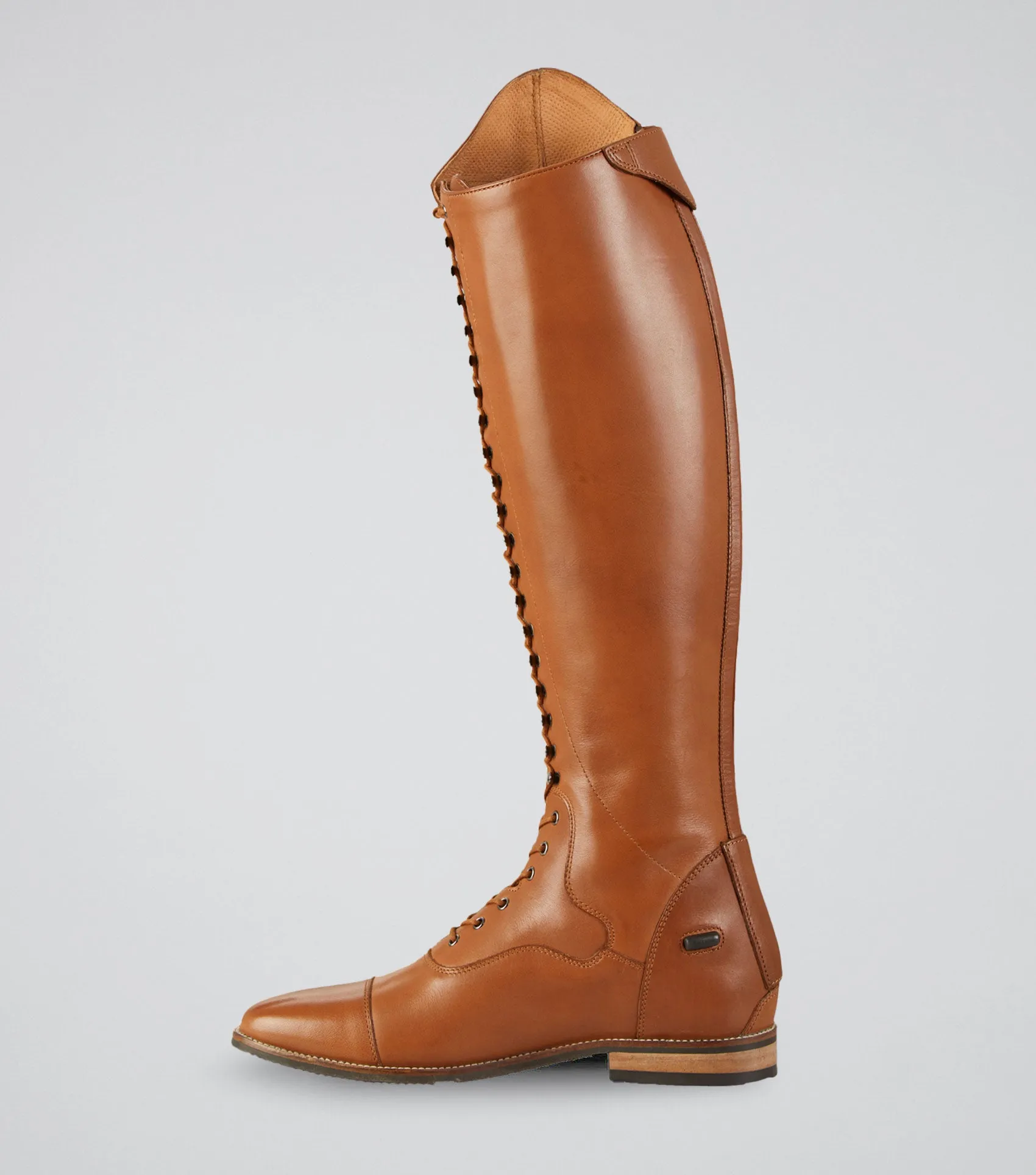 Maurizia Ladies Lace Front Tall Leather Riding Boot Cognac (Regular Calf)