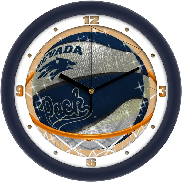 Nevada Wolfpack Wall Clock - Basketball Slam Dunk