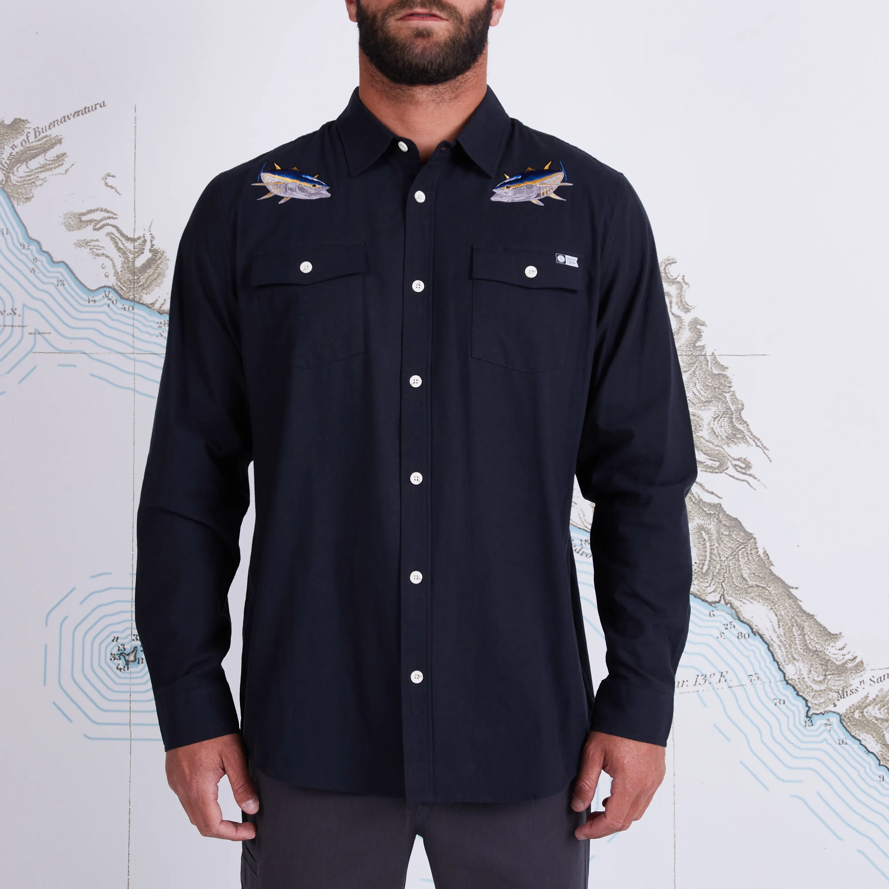 Salty Crew Men&#x27;s Cortes Long Sleeve Woven Black | Buy Salty Crew Men&#x27;s Cortes Long Sleeve Woven Black here | Outnorth