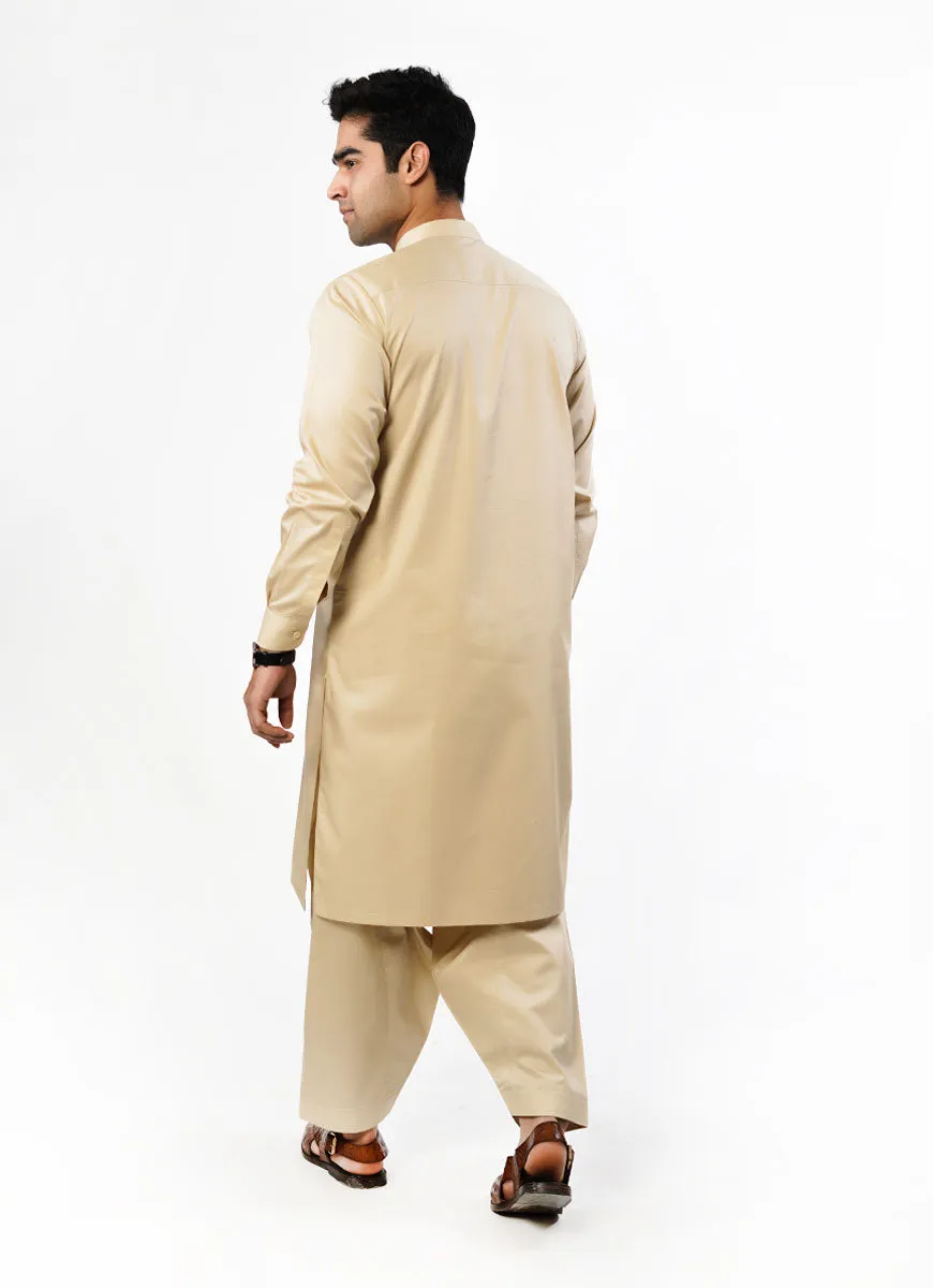 Shalwar Kameez - Hi-End Egyptian Cotton Light Brown Plain