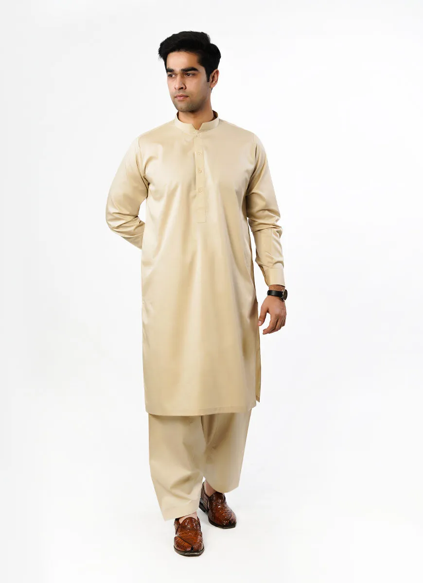 Shalwar Kameez - Hi-End Egyptian Cotton Light Brown Plain