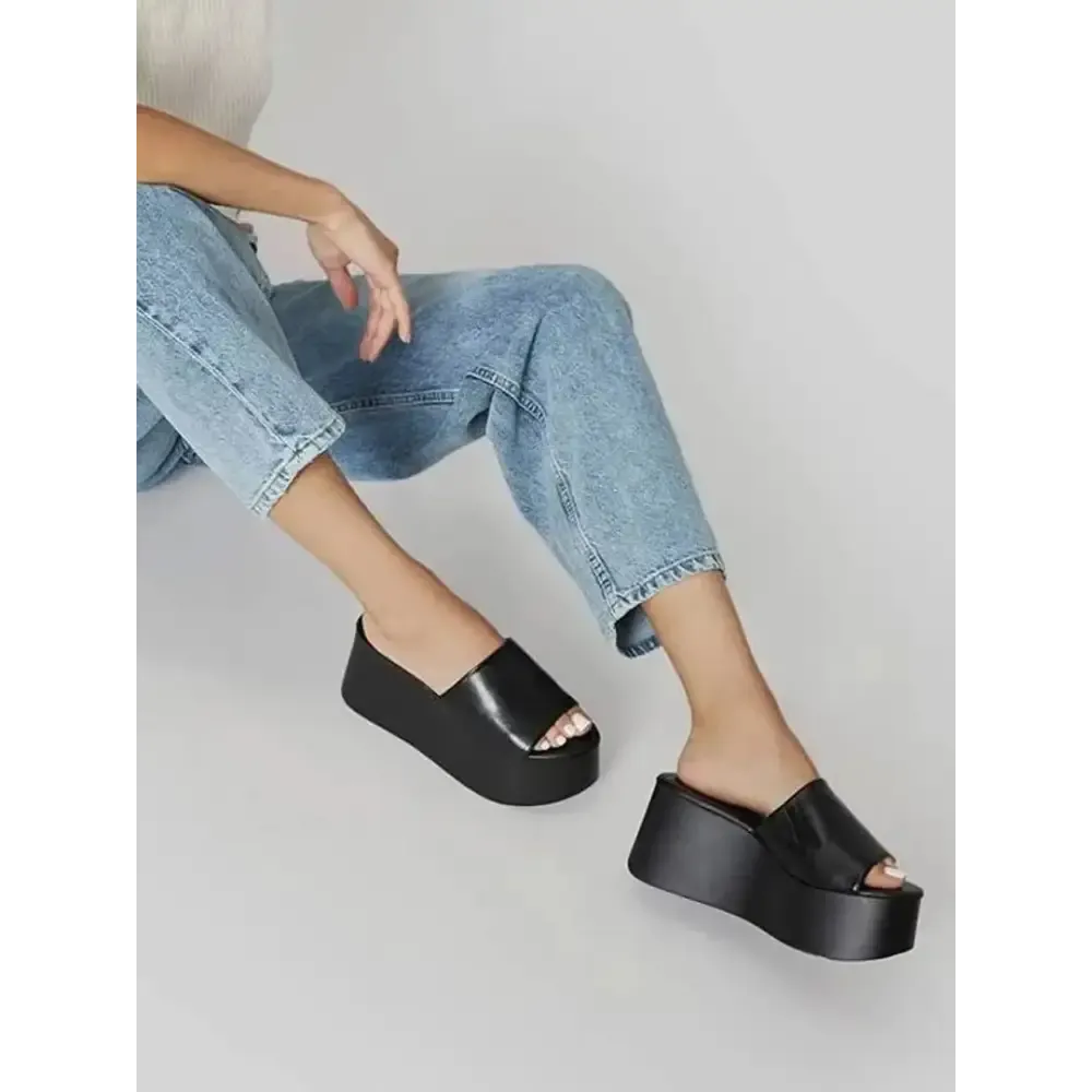 Women Girls Fashionable Solid Platform Heels