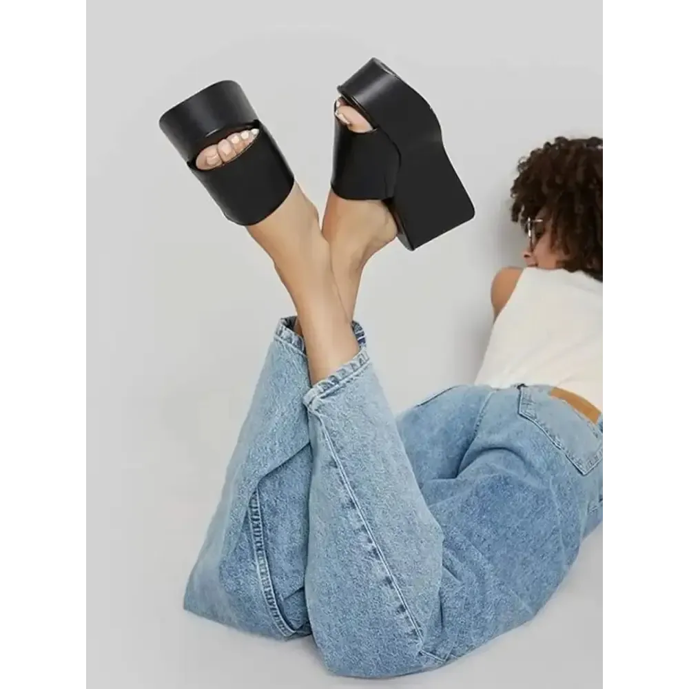 Women Girls Fashionable Solid Platform Heels