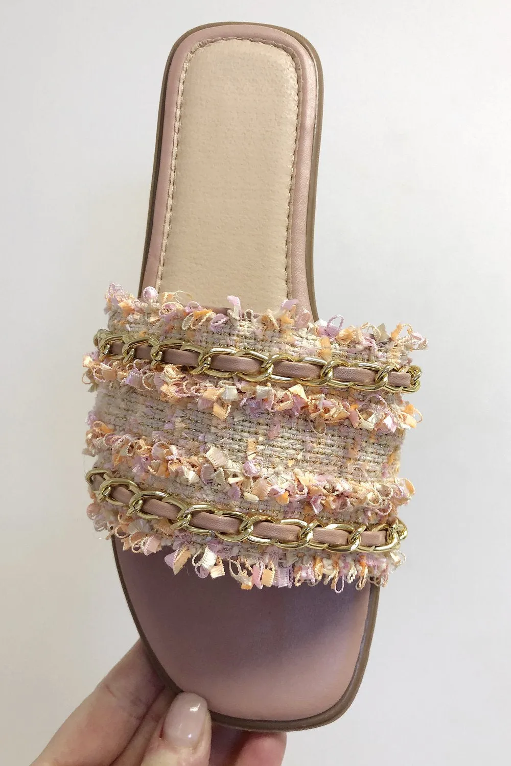 Woven Slider Womens Pink Sandal