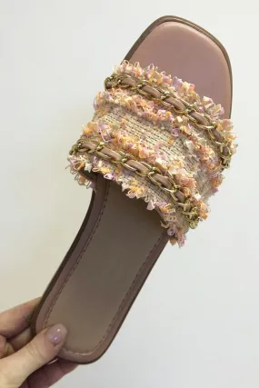 Woven Slider Womens Pink Sandal