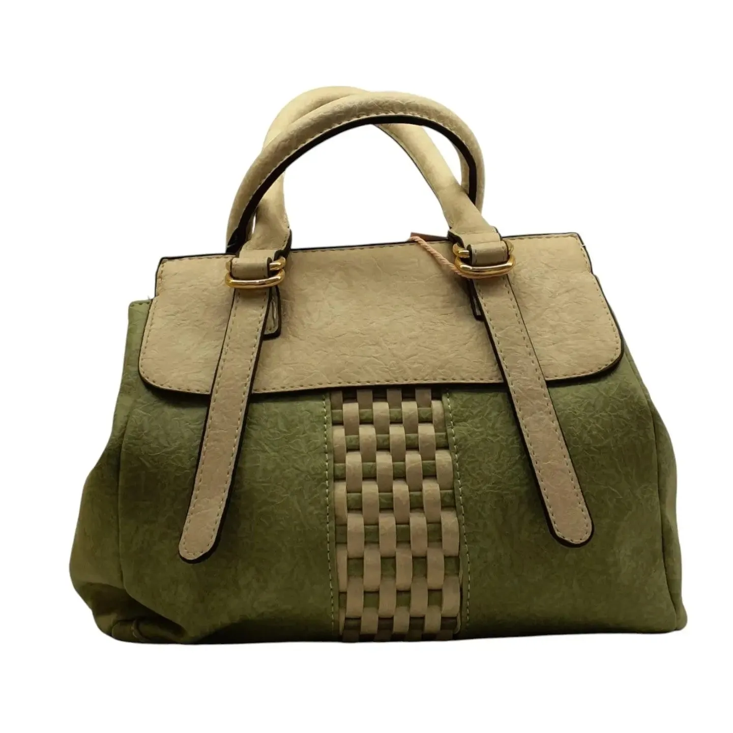 Woven Synthetic Leather Dual Tone Bag