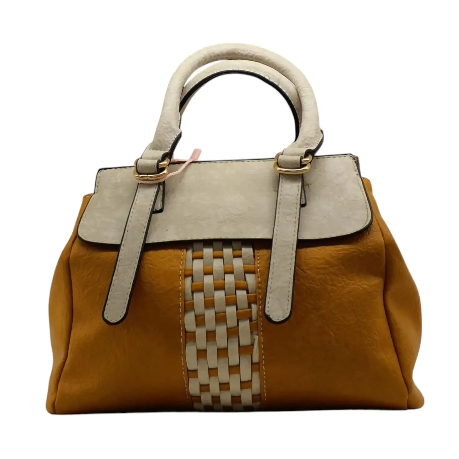 Woven Synthetic Leather Dual Tone Bag