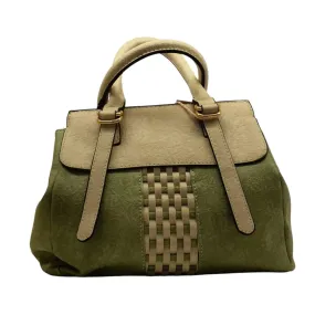 Woven Synthetic Leather Dual Tone Bag