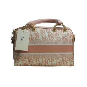 Woven Top-Handle Bag with Gold Logo
